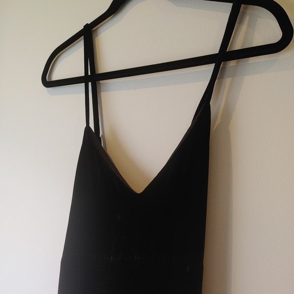 Chaser Brand Black Velvet Cris Cross Back Slip Dress Size Small - Picture 2 of 7